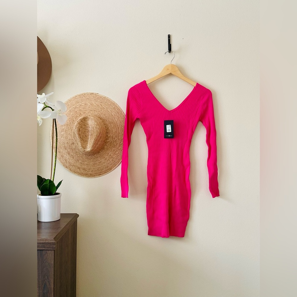 Fashion Nova | Kallie Sweater Mini Dress - Fuchsia | Size: S